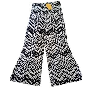 STEVIE & LINDSAY black white stripe wide leg polyester spandex lounger beach LG